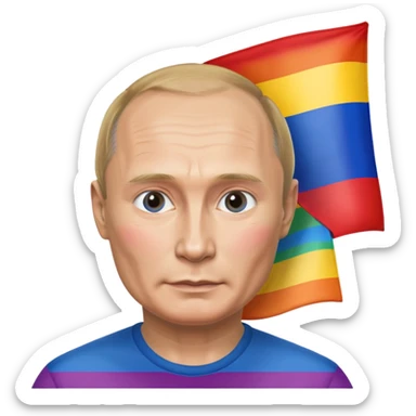 putin with pride flag sticker