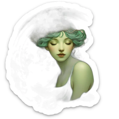 round brook as designed by comfort tiffany and alphonse mucha in green black and gold sticker