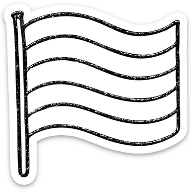 hand-drawn outline of a pride flag waving with black lines and no fill sticker