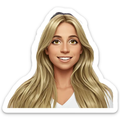 blonde girl with a smile sticker