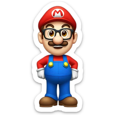 Super Luigi bros con lentes pros sticker