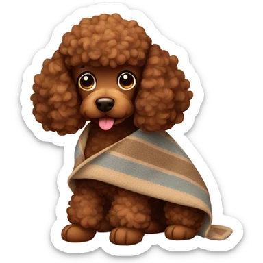 brown poodle with a blanket sticker