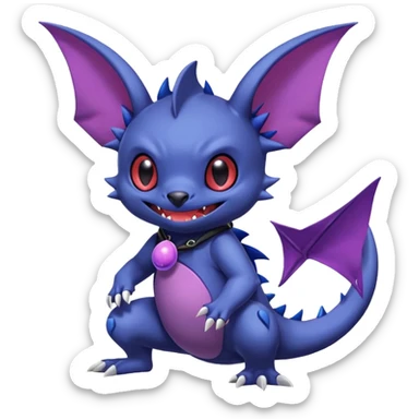 Cute Stitch-Sableye-Noibat-Salandit-Minccino-fusion, full body sticker