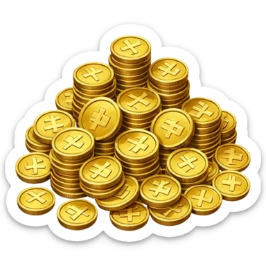 lots of coins, chinese sticker