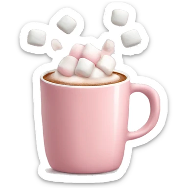 Light Pink mug of hot chocolate with marshmallows  sticker