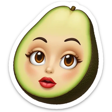 Aguacate con labios grandes y maquillada sticker