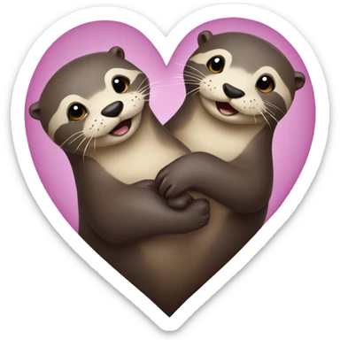 Two Otters making a heart with their bodies sticker
