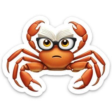 Crab with a book sticker