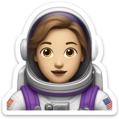 White woman astronaut with purple color sticker