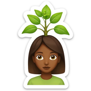 Brown Woman with plant sprout on top of head  sticker