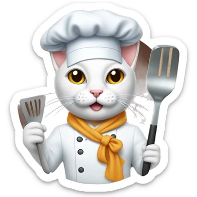 Cat as chef, holding spatula  sticker