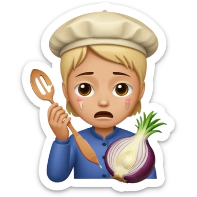 Crying with cutting onion ￼￼ sticker