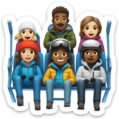 Six people on a ski chairlift sticker
