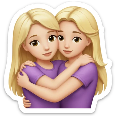 Two girls with blonde hair hugging each other sticker