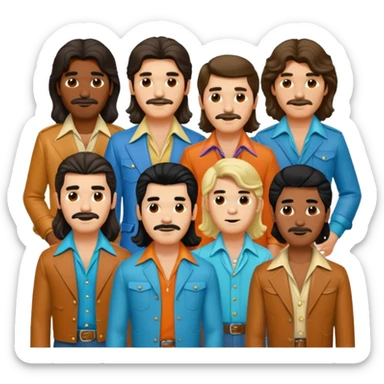 70s 80s men with long hair style  sticker