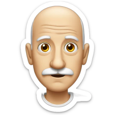 old man with big eyes, Italian moustache and bald head sticker
