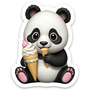 Panda eating ice cream sticker