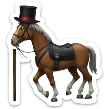 Horse in a suit with a top hat and a walking cane sticker