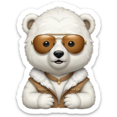 baby Polar bear with aviators sticker