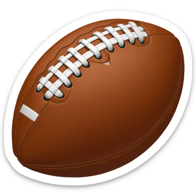 "iOS style football emoji, brown with white stitches, smooth texture, no background" sticker