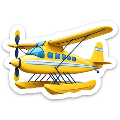 cartoon seaplane with pontoons sticker