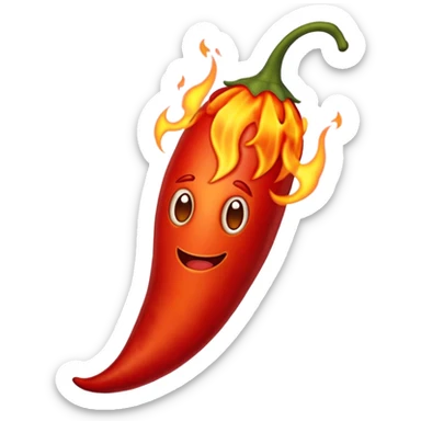 red hot chili pepper with fire sticker