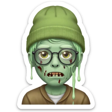 Hazme un zombie con gafas y un gorro de drip sticker