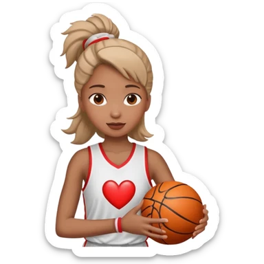 basketball girl player, February theme, play with heart sticker