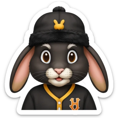 black rabbit with jersey and hat sticker