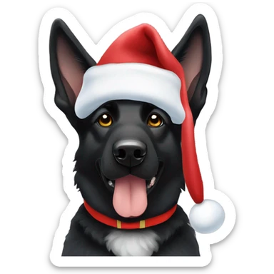 Black German shepherd Santa clause sticker