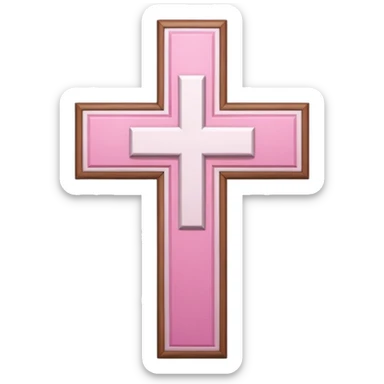 Pink and white simple holy cross sticker