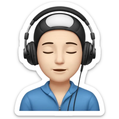 someone listing to music using headphones and closed his eyes and he is full of enjoyment sticker