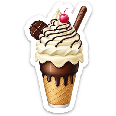 Thai rolled ice cream with colorful toppings in a cup sticker