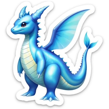 Shiny Exotic Colorful epic Lapras-Salamence-Vaporeon-Fakémon-hybrid-creature (full body)  sticker