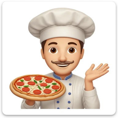 smiling Italian chef spinning pizza dough sticker