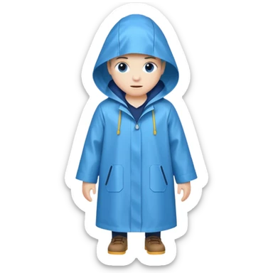 blue raincoat, just rain coat, negative character. sticker