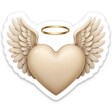 beige heart with angel wings sticker