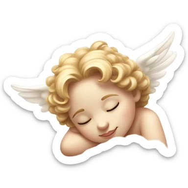 Realistic Photo of pale cupid asleep lying on a cloud sticker