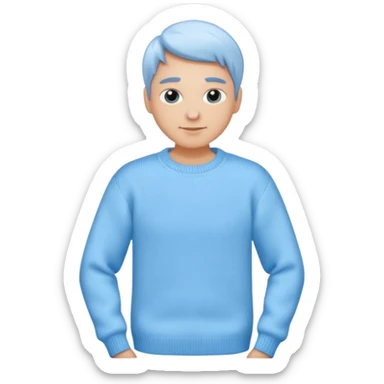 sky-blue sweater with light fabric folds and soft shading, casual style, Knitten. sticker