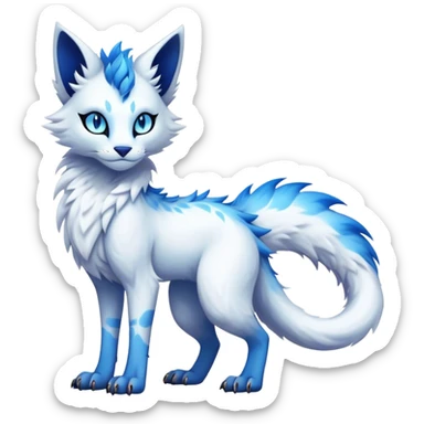 Kawaii dark edgy fantasy ethereal feline-vernid-sergal-fursona animal creature with a tufted tail full body sticker
