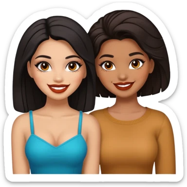 Boujy baddie best friends, trendy heavy makeup both dark hair one light skinned and one caramel skin  sticker