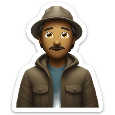 A person in a field, bewildered by strange lights and subtle distortions around them, representing the "hitchhiker effect" of an encounter. sticker