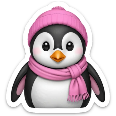 penguin with pink scarf  sticker