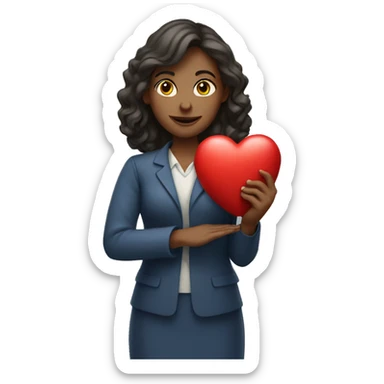 A female teacher holds a heart in her hands sticker