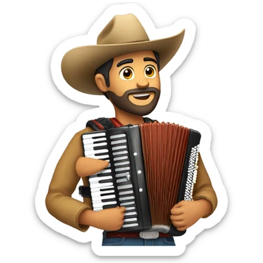 Handsome bearded young Mexican man wearing a cowboy hat and playing the accordion  sticker