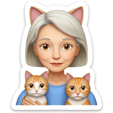 Een oma met een kat sticker