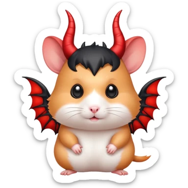 A cute Hamster with devil wings and devil horns sticker