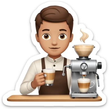 barista boy making latte art sticker