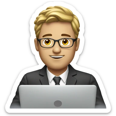 Man virtual assistant with laptop  sticker