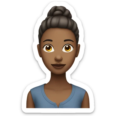 Long neck girl with weird face sticker